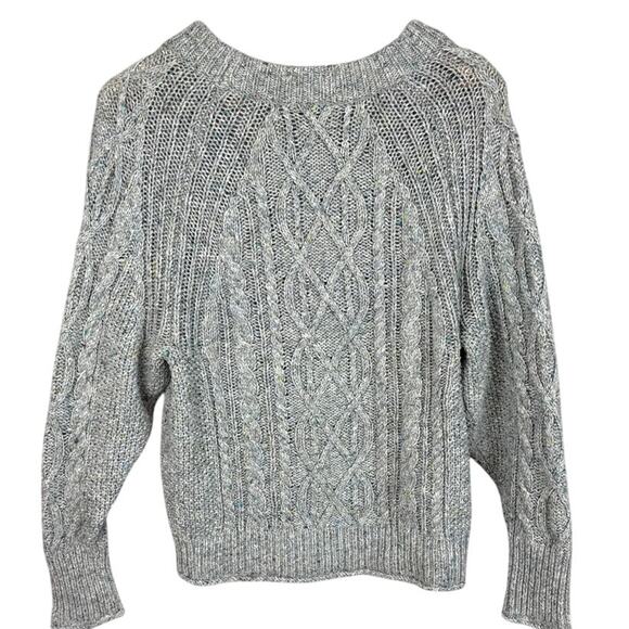 J. Crew Gray Cable Knit Sweater Wool Blend Confetti Color Dots Fall Style Cozy - Picture 2 of 8